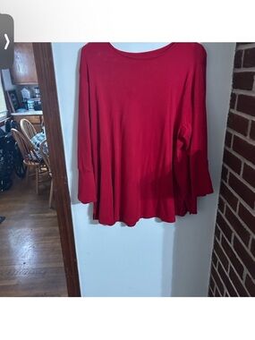 J. Jill Size 2x Pima Cotton Tie Sleeve Red Long-Sleeve Swing Tunic